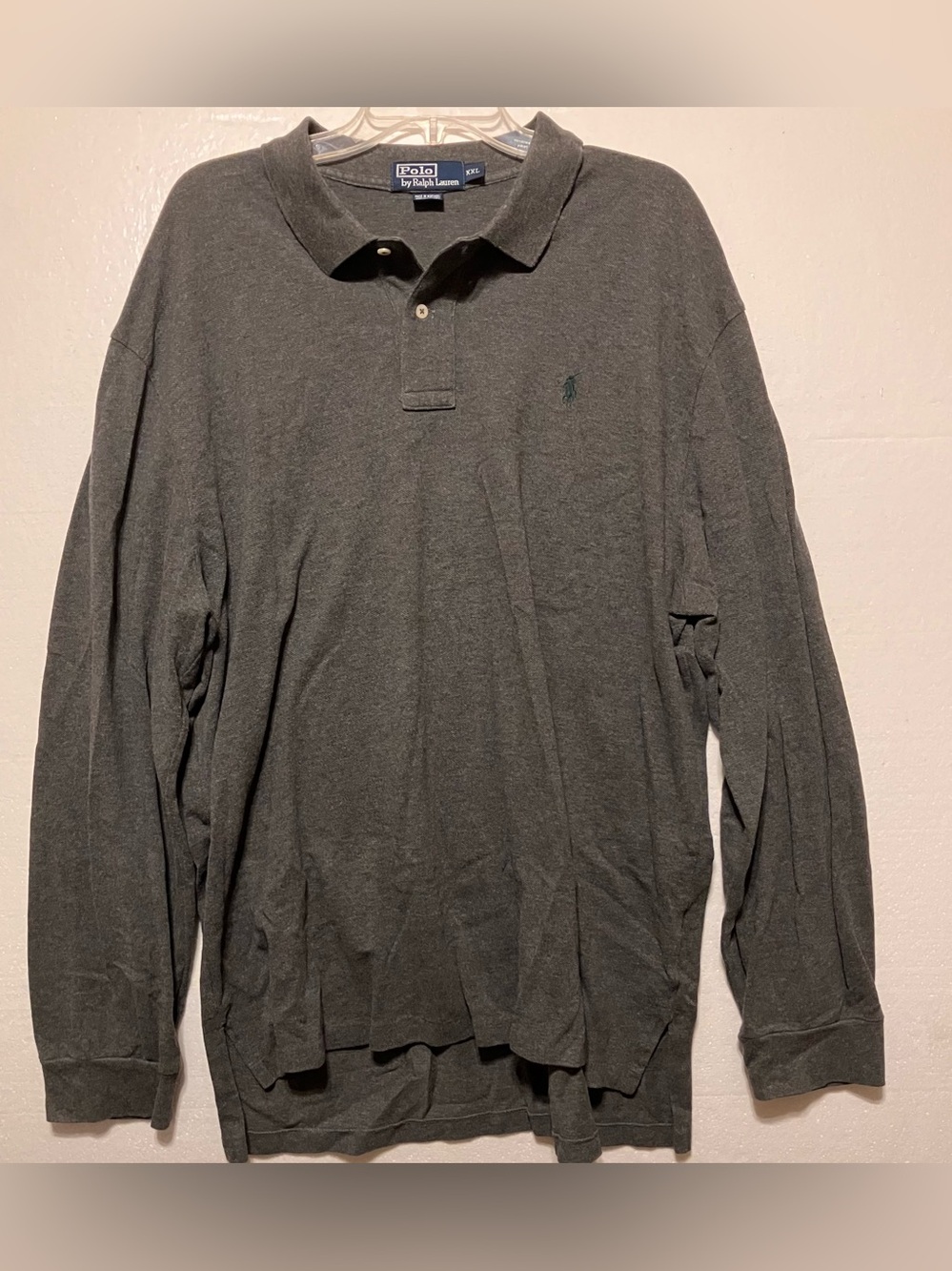 Ralph Lauren XXL Long-Sleeve Gray polo Shirt - Charcoal